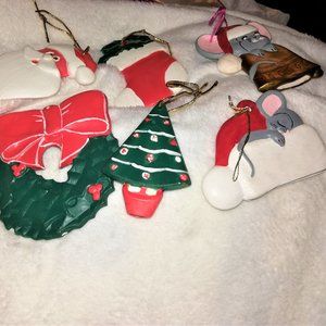 Hand painted ceramic Christmas ornaments (6) 1980s